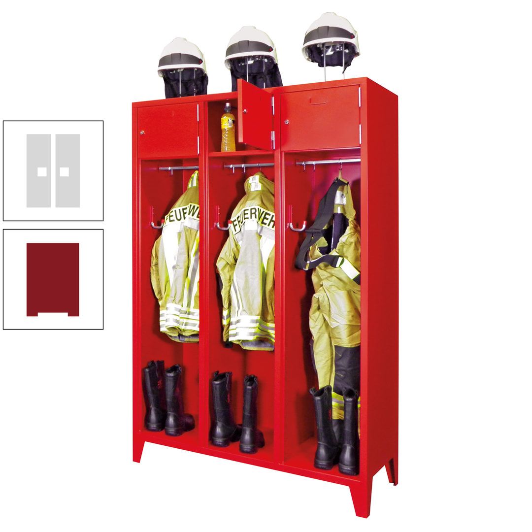 Feuerwehrschrank - 2 Abteile - Ablagefach mit Tür, Etikettenrahmen - 2.100 x 830 x 500 mm (HxBxT) - anthrazitgrau