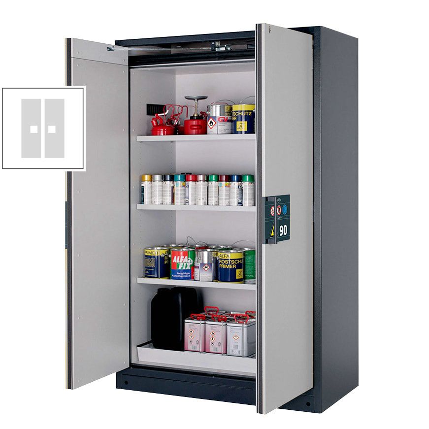 Gefahrstoffschrank - 1.953x1.193x615 mm - 2 Edelstahl-Fachböden - Front enzianblau