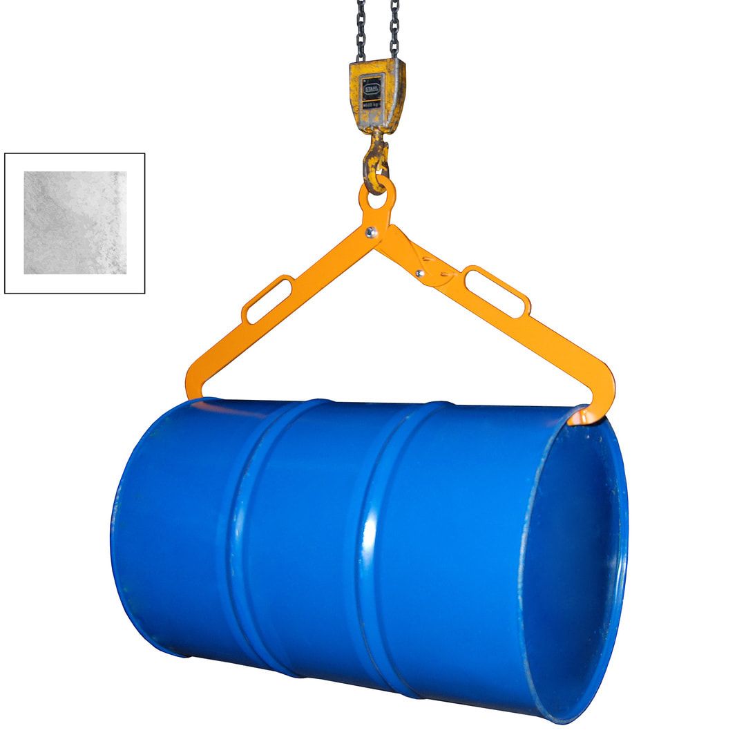 Scherengreifer - für liegende 200 l-Stahlfässer - 360 kg - gelborange