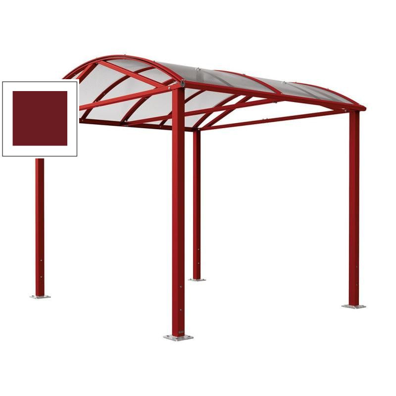 Fahrradüberdachung, Unterstand, 5 Plätze, Grundmodell, Bogendach, Entwässerung, Stahl, 2.640 x 2.520 x 2.830 mm (HxBxT), Farbe enzianblau