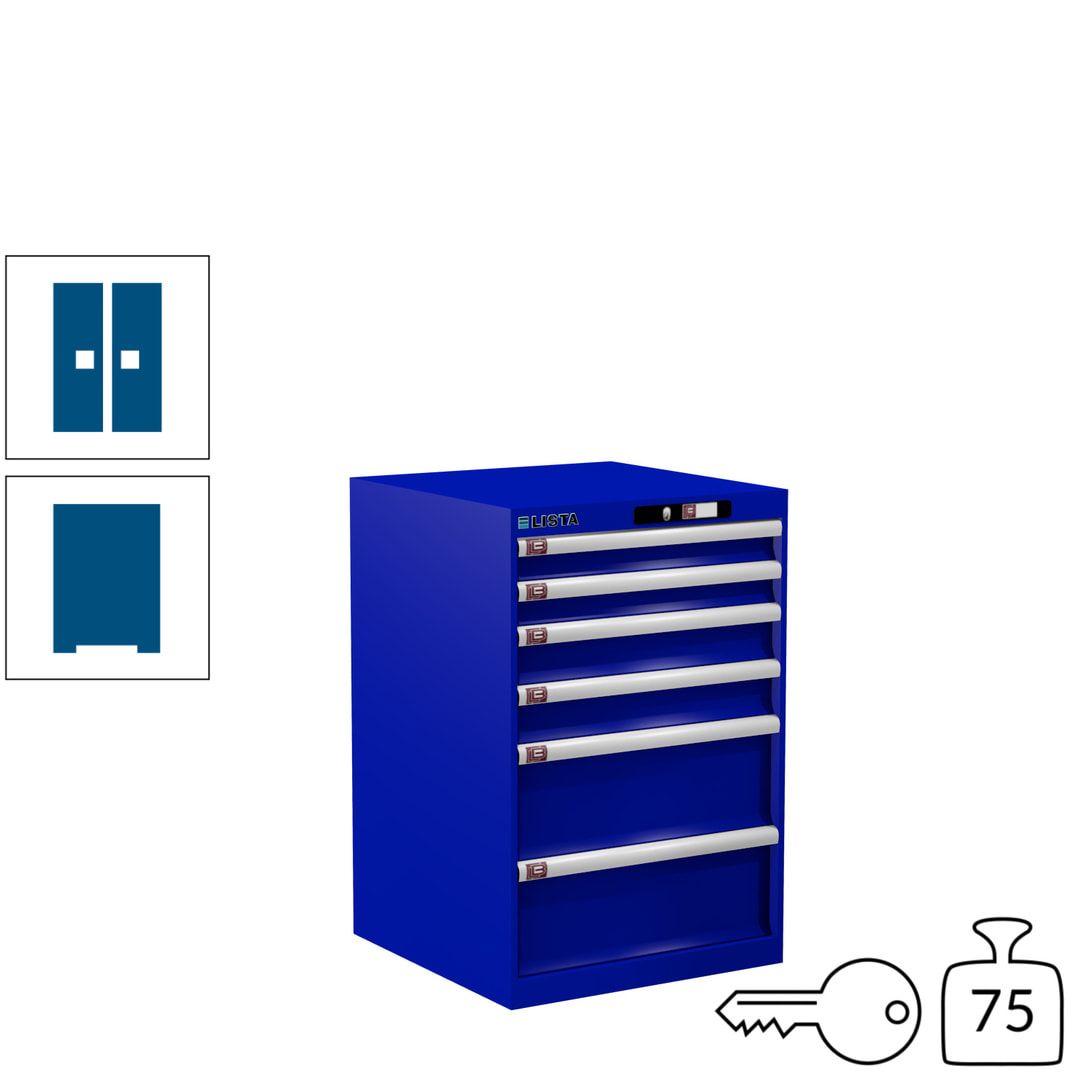 Lista Schubladenschrank - 14.258.010 - 850x564x572 mm (HxBxT) - 6 Schubladen - 75 kg - Key Lock - lichtblau (RAL 5012)