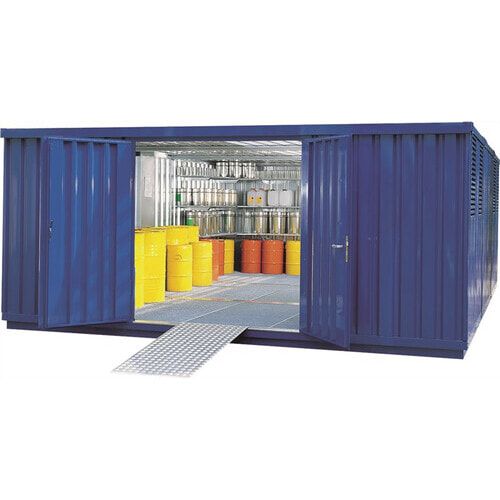 Container, Lagercontainer, Materialcontainer, Baucontainer, Gerätehaus, vormontiert, 2.150 x 4.050 x 6.520 mm (HxBxT), Holzfußboden, Farbe enzianblau