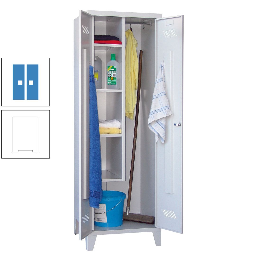 Putzschrank mit Füßen - 1 Abteil mit Trennwand - 1.850x600x500 mm (HxBxT) - Drehriegel - anthrazitgrau
