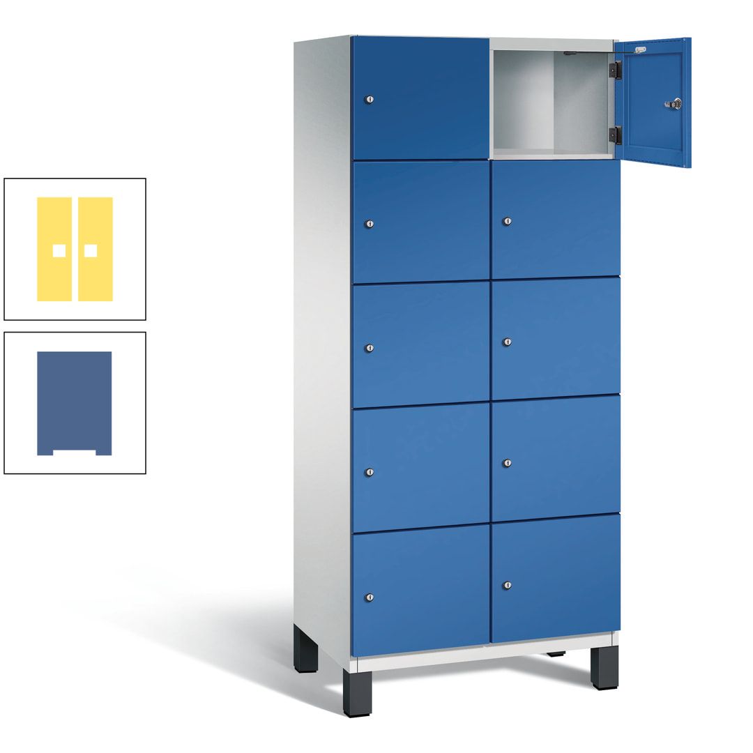 Fächerschrank, Stahlschrank, 10 Fächer, Türöffnungsbegrenzer, Füße, 1.980 x 800 x 525 mm (HxBxT), Korpus anthrazitgrau, Front anthrazitgrau