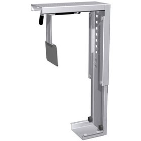 CPU-Halter, frei hängend, unter Tischplatte montierbar, Höhe: 470 - 520 mm, Breite: 125 - 225 mm, Tiefe: 380 mm, silber