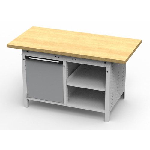OTTOKIND Werkbank - bündige Arbeitsplatte - 850 x 1.150 x 750 mm (HxBxT) - Schrank - 2 Ablageböden - lichtgrau