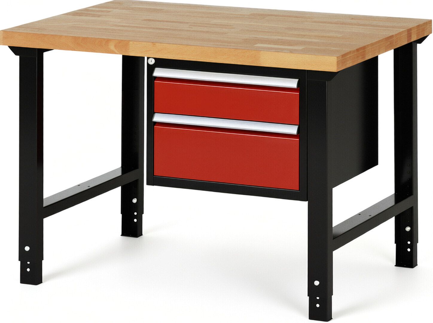 Werkbank - 2 Schubladen - Teilauszug - 150:1 / 210:1 - Höhe 790-1.140 mm - 1.250 x 900 mm (BxT) - 750 kg - Buche - Anthrazitgrau