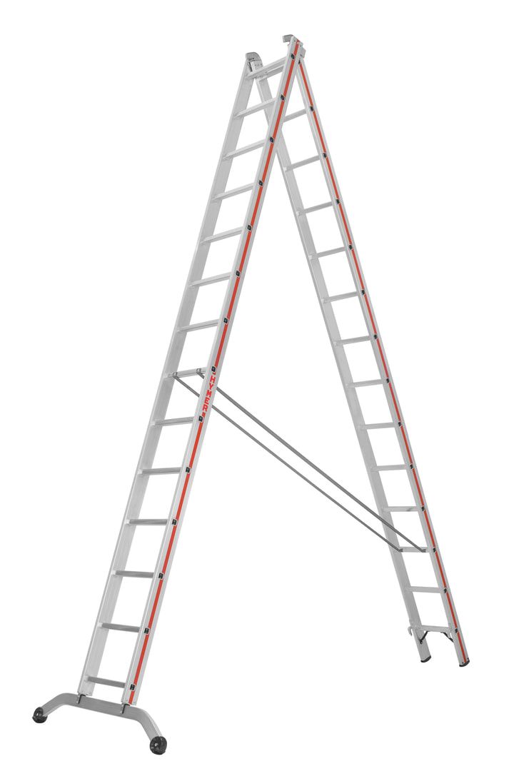 Aluminium-Mehrzweckleiter - Länge 1.830 / 2.950 mm - zweiteilig - Traverse gebogen - Aluleiter Hymer
