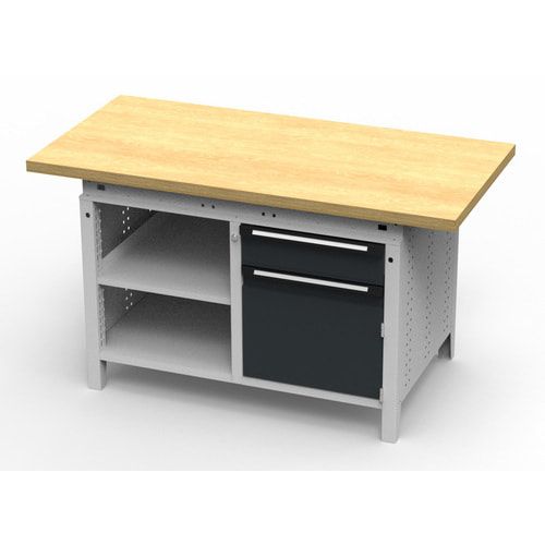 OTTOKIND Werkbank - bündige Arbeitsplatte - 850 x 1.150 x 750 mm (HxBxT) - 1 Schublade - Schrank - 2 Ablageböden - lichtgrau