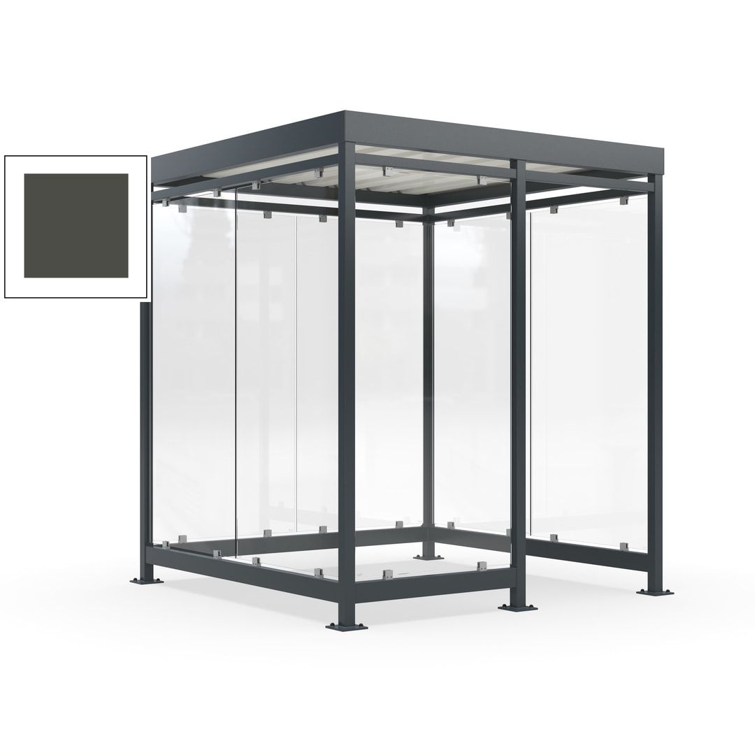 Raucherunterstand, Bushaltestelle, 7 Wände, 6-7 Personen, 2.510 x 2.165 x 2.165 mm (HxBxT), Farbe Achatgrau