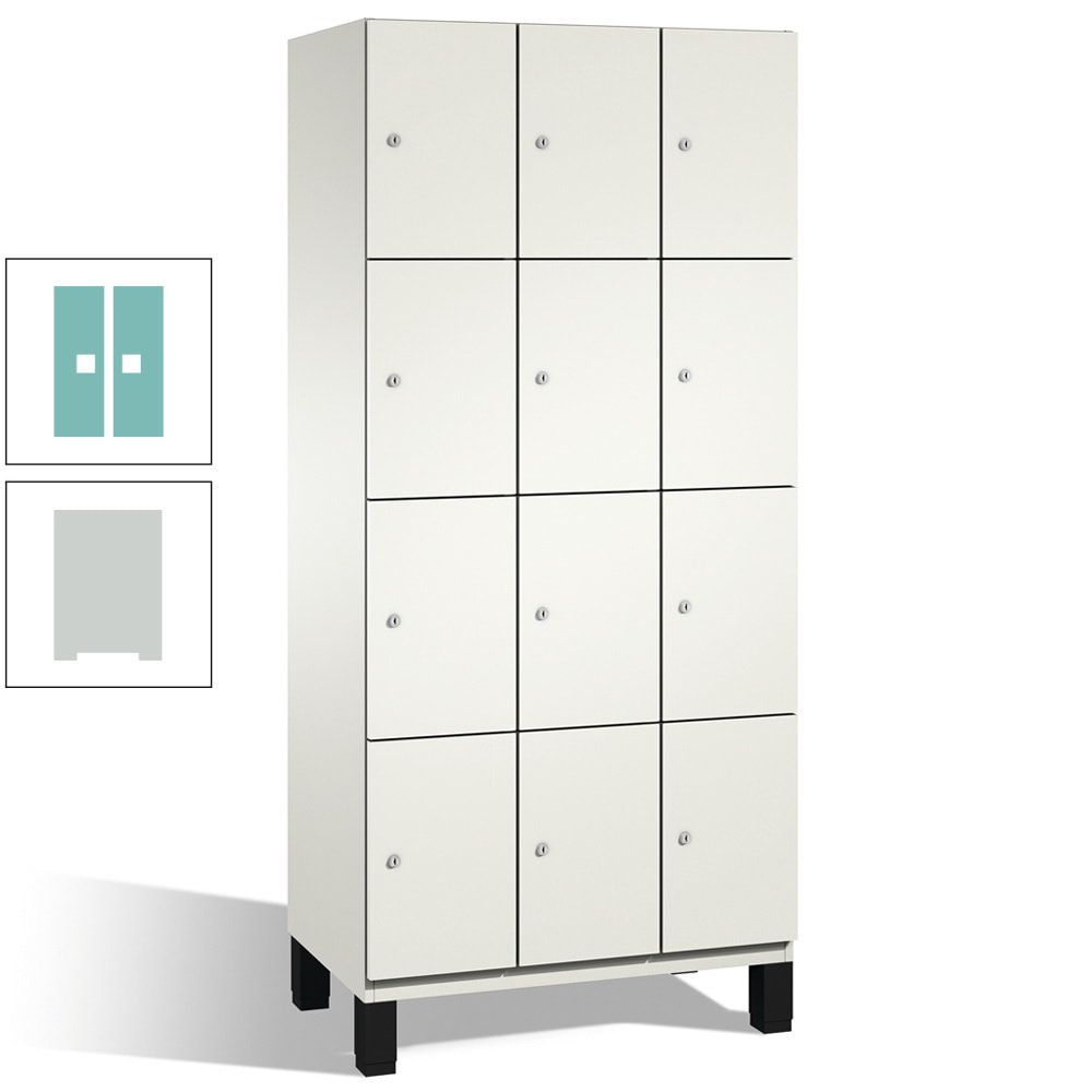 Fächerschrank, Stahlschrank, 12 Fächer, Türöffnungsbegrenzer, mit Füßen, Korpus lichtgrau, Tür anthrazitgrau, 1.980 x 900 x 525 mm (HxBxT)