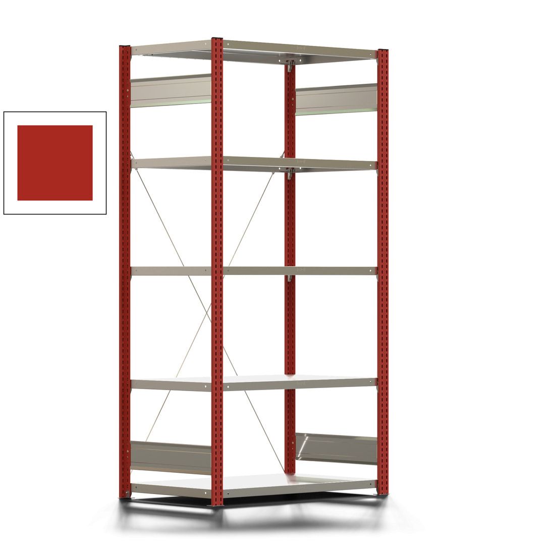 Fachbodenregal mit Tiefenriegel - 350 kg - 2.000 x 1.005 x 626 mm (HxBxT) - Anbauregal - 5 Böden - enzianblau - Lagerregal - Steckregal BERT