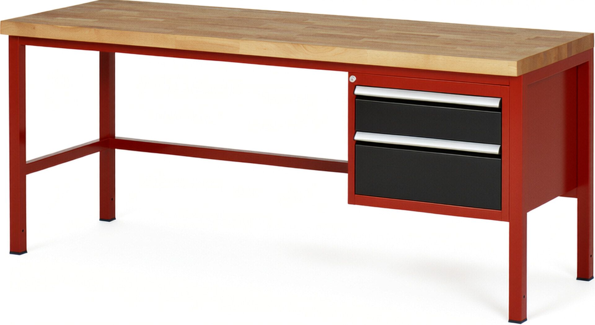 Werkbank - 2 Schubladen - Teilauszug - 150:1 / 210:1 - Höhe 840-1.040 mm - 2.000 x 700 mm - 1.250 kg - Buche - Anthrazitgrau