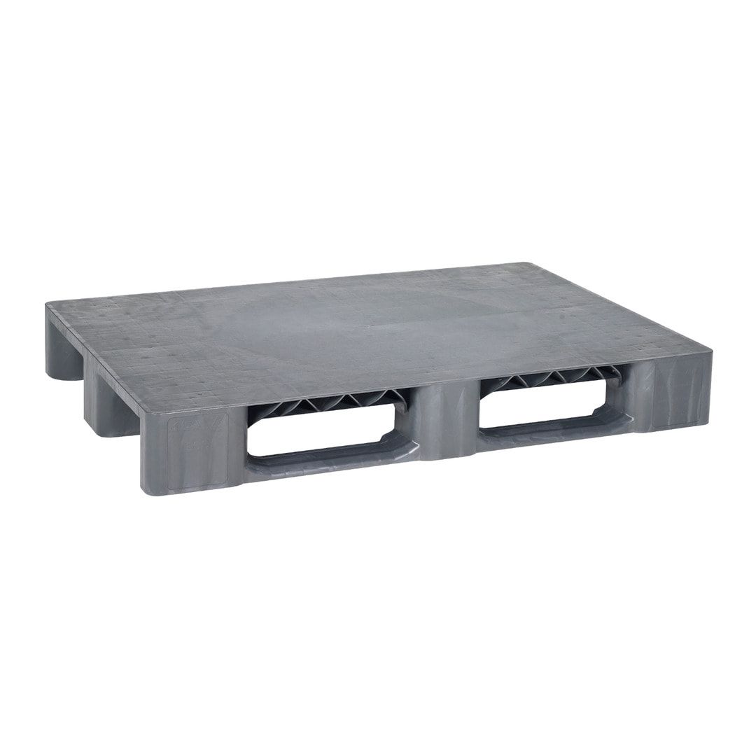 Kunststoff Palette - Polyethylen (PE-RE) - Eisenverstärkung - Traglast 2.500 kg - 155 x 800 x 1.200 mm (HxBxT) - grau