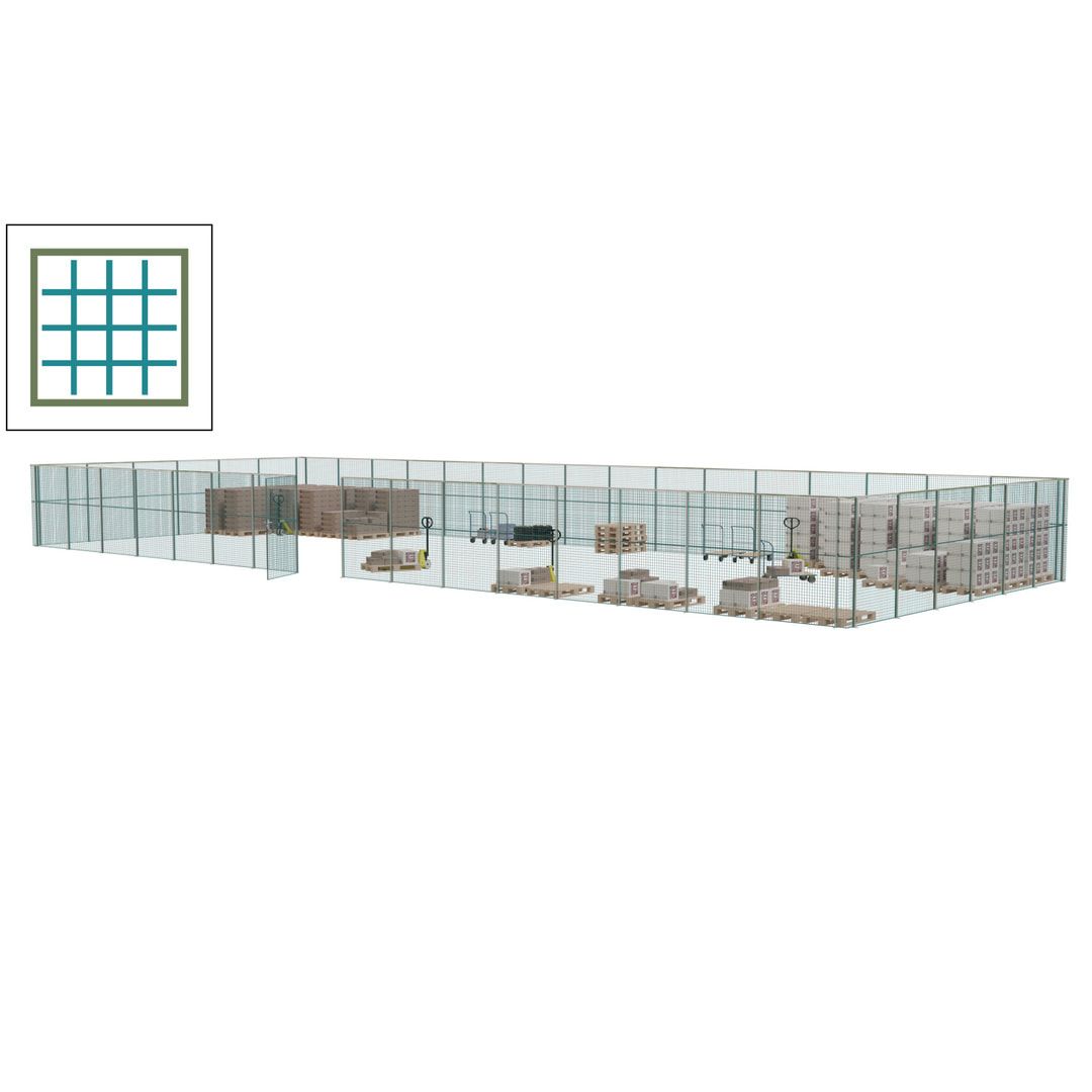 Maschinen Schutzgitter - Hallentrennwand - Sicherheitszaun - Tür - 66 m - 2.200 x 24.400 x 9.400 mm (HxBxT) - enzianblau