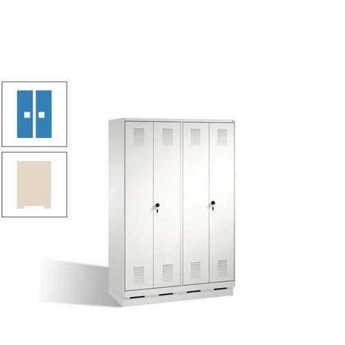 Doppel-Spind, Doppeltüren, Garderobenschrank mit Sockel, 4 Abteile a 300 mm, Korpus anthrazitgrau, Tür anthrazitgrau, 1.800 x 1.200 x 500 mm (HxBxT)