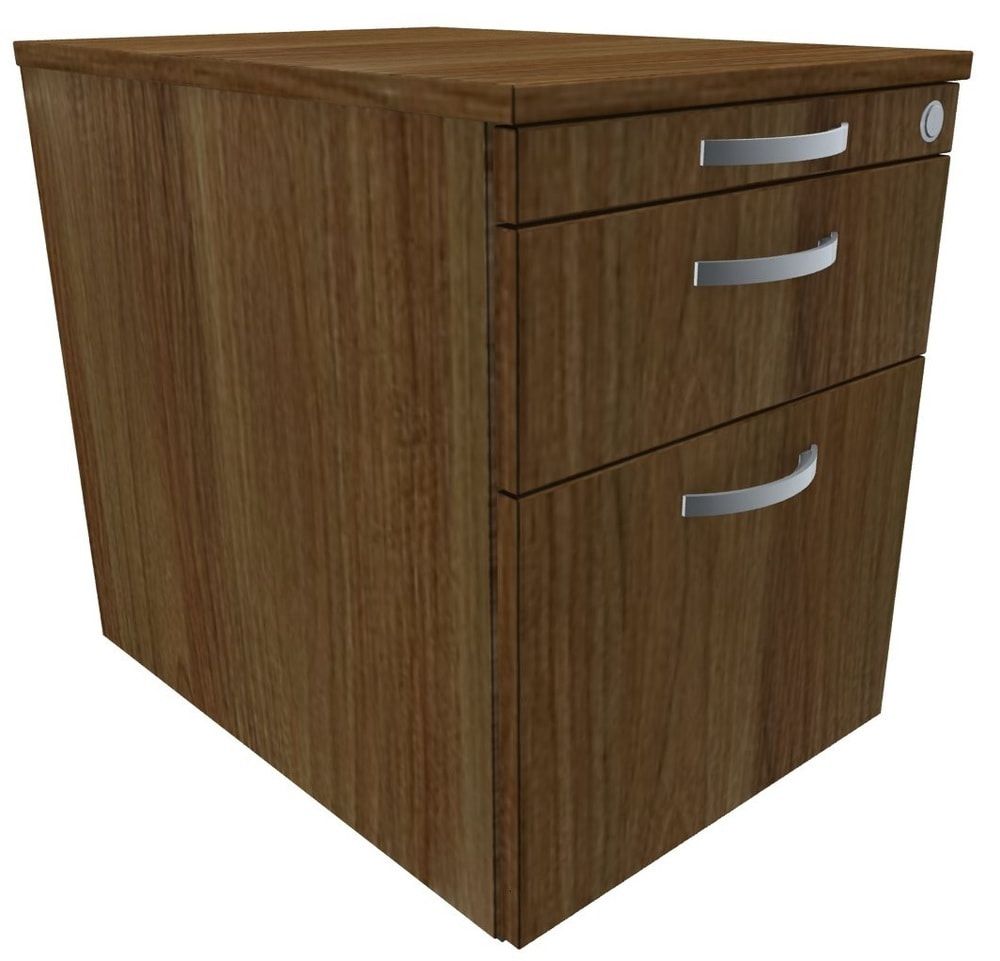 Rollcontainer, Metallschublade, Hängeregistratur, Utensilienfach, abschließbar, 565 x 438 x 600 mm (HxBxT), Frontfarbe Ahorn, Korpusfarbe Ahorn