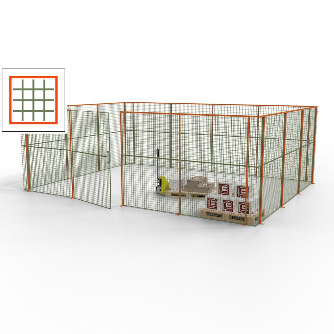 Maschinen Schutzgitter - Hallentrennwand - Sicherheitszaun - Tür - 21 m - 2.200 x 6.400 x 4.900 mm (HxBxT) - enzianblau