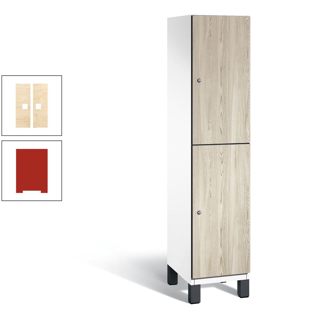 Fächerschrank, Garderobenschrank, mit Füßen, 1 Abteile, 1.980 x 400 x 525 mm (HxBxT), Korpus anthrazitgrau, Tür Donau-Ahorn