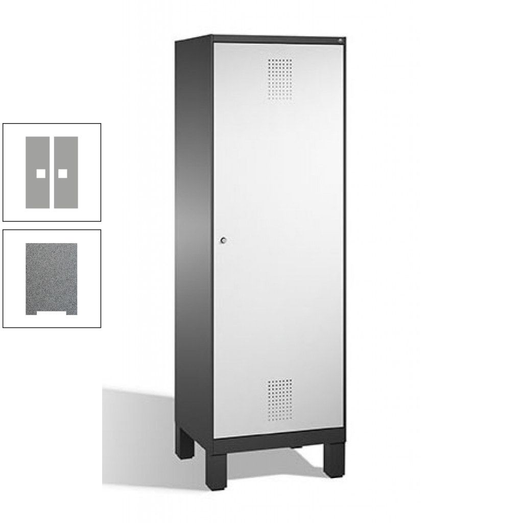 Doppel-Spind, Garderobenschrank, 1 Tür für 2 Abteile a 300 mm, Korpus anthrazitgrau, Türen anthrazitgrau, 1.850 x 600 x 500 mm (HxBxT)