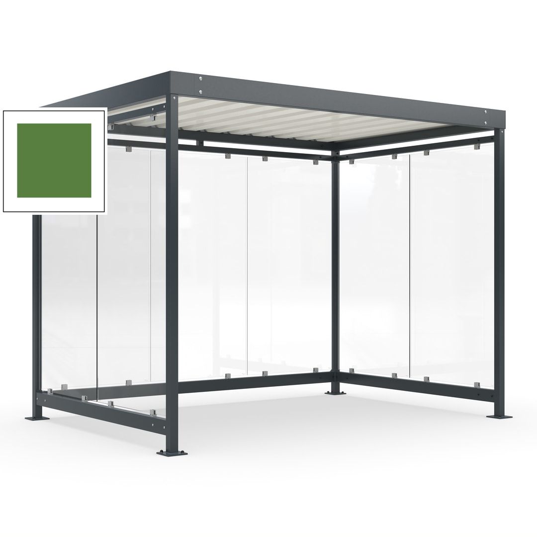 Raucherunterstand, Bausatz, Fahrgastunterstand, Bushaltestelle, 2.510 x 3.180 x 2.165 mm (HxBxT), 7 Wände, Achatgrau