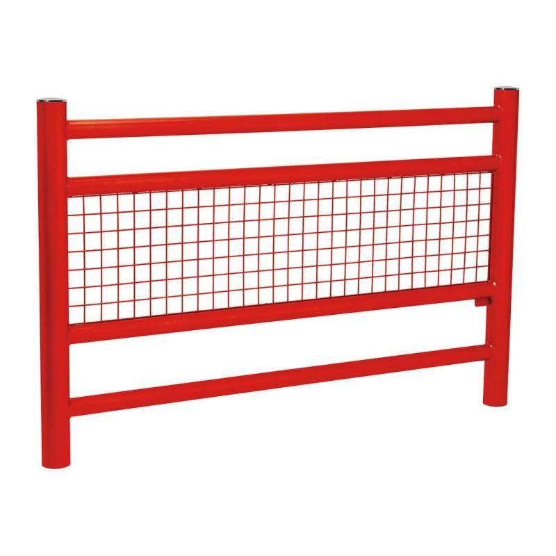 Geländer 2 Stahlrohre und Gitter - 1.000 x 1.572 mm - Pfosten mit Edelstahlkopf - Farbe enzianblau - Außengeländer Systemgeländer