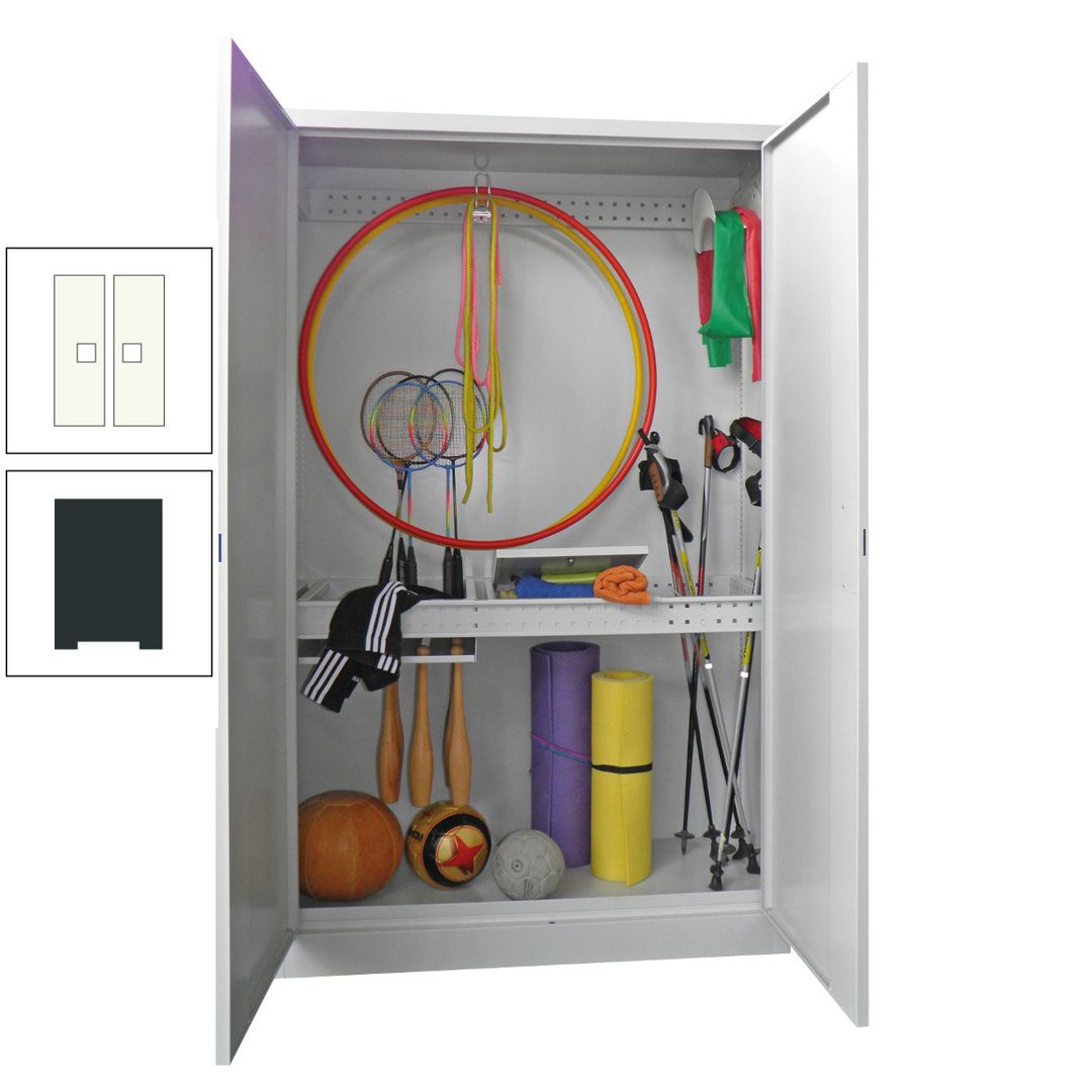 Sportschrank - Vollblechtüren - Variante 1 - 1.950x1.200x500 mm (HxBxT) - anthrazitgrau