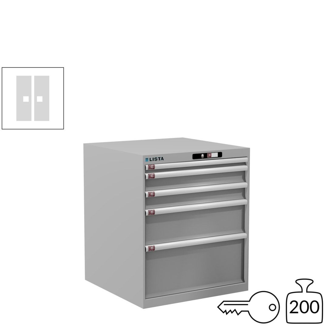 Lista Schubladenschrank - 14.411.010 - 850x717x725 mm (HxBxT) - 5 Schubladen - 75 kg - Key Lock - lichtblau (RAL 5012)