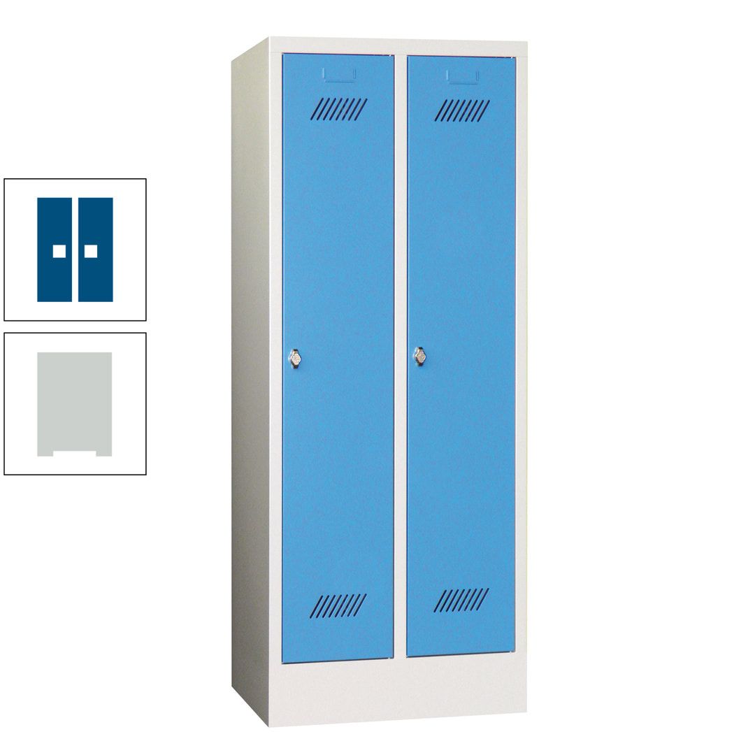 Spindschrank f. Schulen - mit Sockel - Höhe 1.600 mm - 2 Abteile a 300 mm - Drehriegel - anthrazitgrau