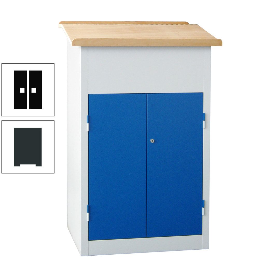 Stehpult mit Schrank - Vollblechtür - Zylinderschloss - 2 Böden - 1.200 x 700 x 600 mm (HxBxT) - anthrazitgrau