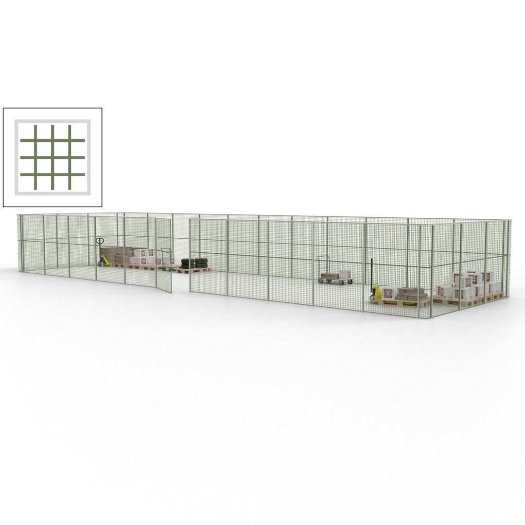 Maschinen Schutzgitter - Hallentrennwand - Sicherheitszaun - Tür - 42 m - 2.200 x 16.900 x 4.900 mm (HxBxT) - enzianblau