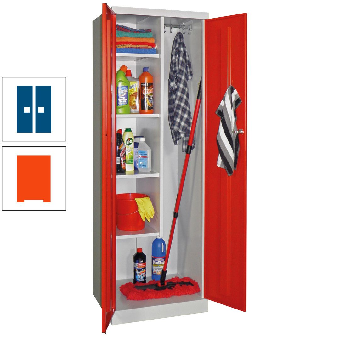 Putzschrank mit Sockel - 1 Abteil mit Trennwand - 1.800x600x500 mm (HxBxT) - Zylinderschloss - anthrazitgrau
