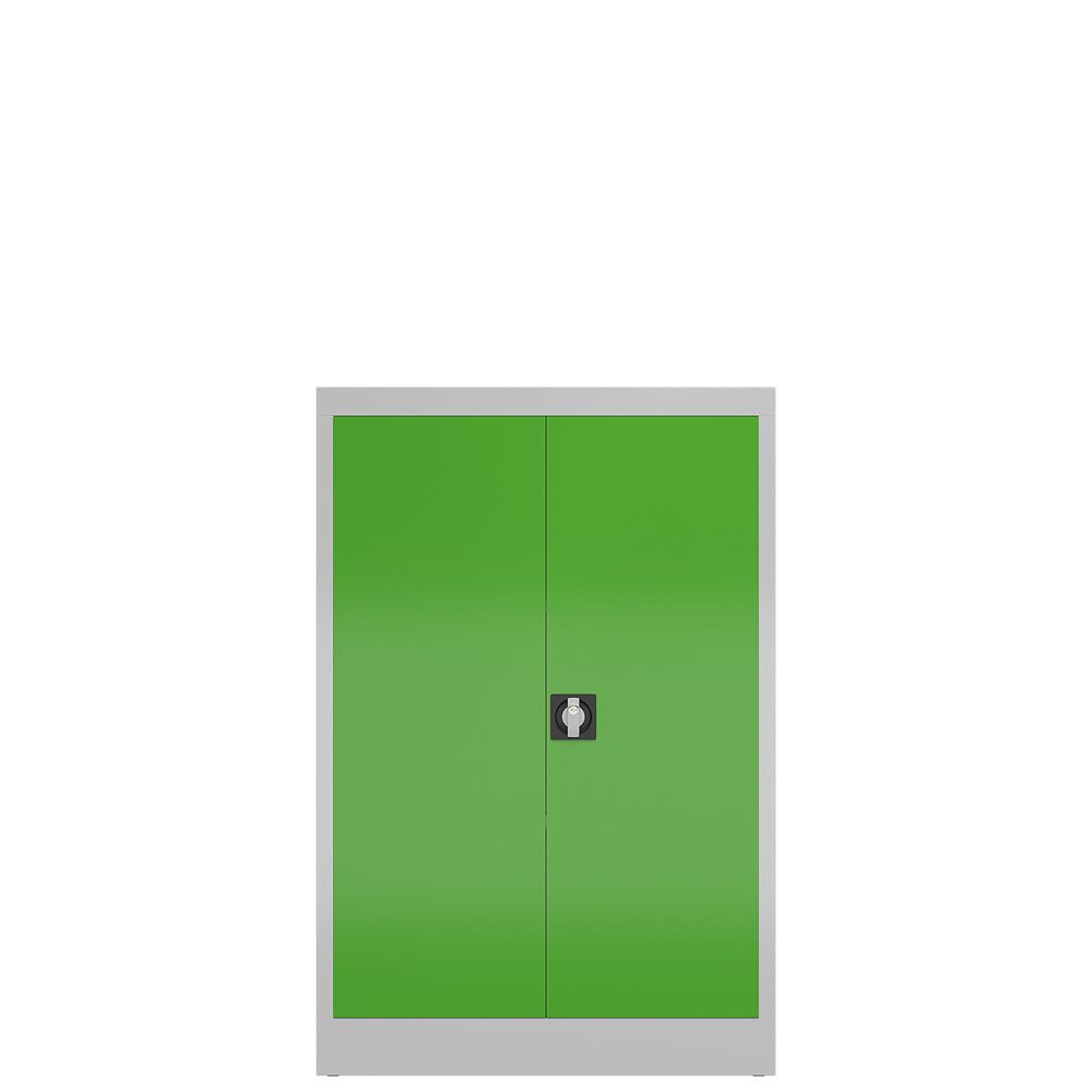 Aktenschrank, Büroschrank, abschließbar, Flügeltüren, 2 Fachböden, 1.200 x 800 x 380 mm (HxBxT), Stahl, Korpus und Türen lichtgrau