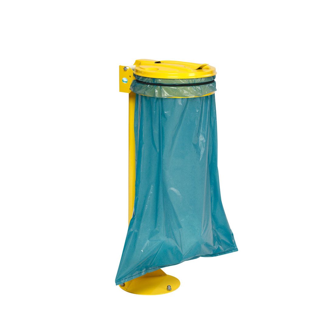 Müllsackhalter - Standgerät - Stahl - mit Deckel - für 120 l Säcke - 1.050 x 370 x 465 mm (HxBxT) - enzianblau