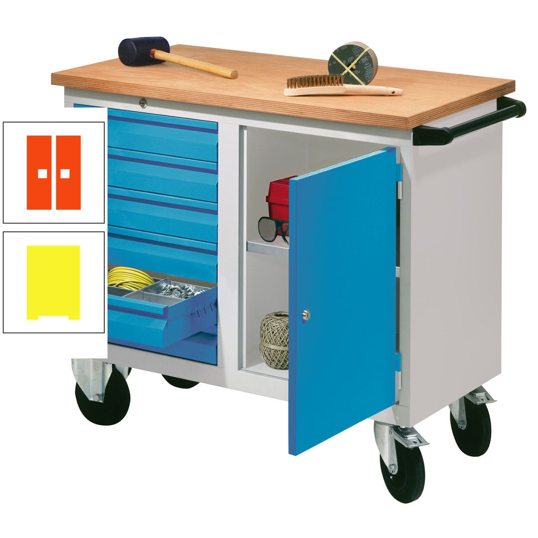 Mobile Werkbank - Werkstattwagen - 915 x 1.090 x 600 mm - 6 Schubladen und Schrankfach - anthrazitgrau