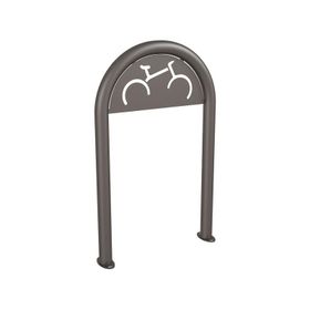 Fahrradbügel - Fahrradständer - mit Beschilderung - mit Bodenplatte - Stahl - Büroklammerform - 1.000 x 625 mm (HxB) - Farbe wählbar