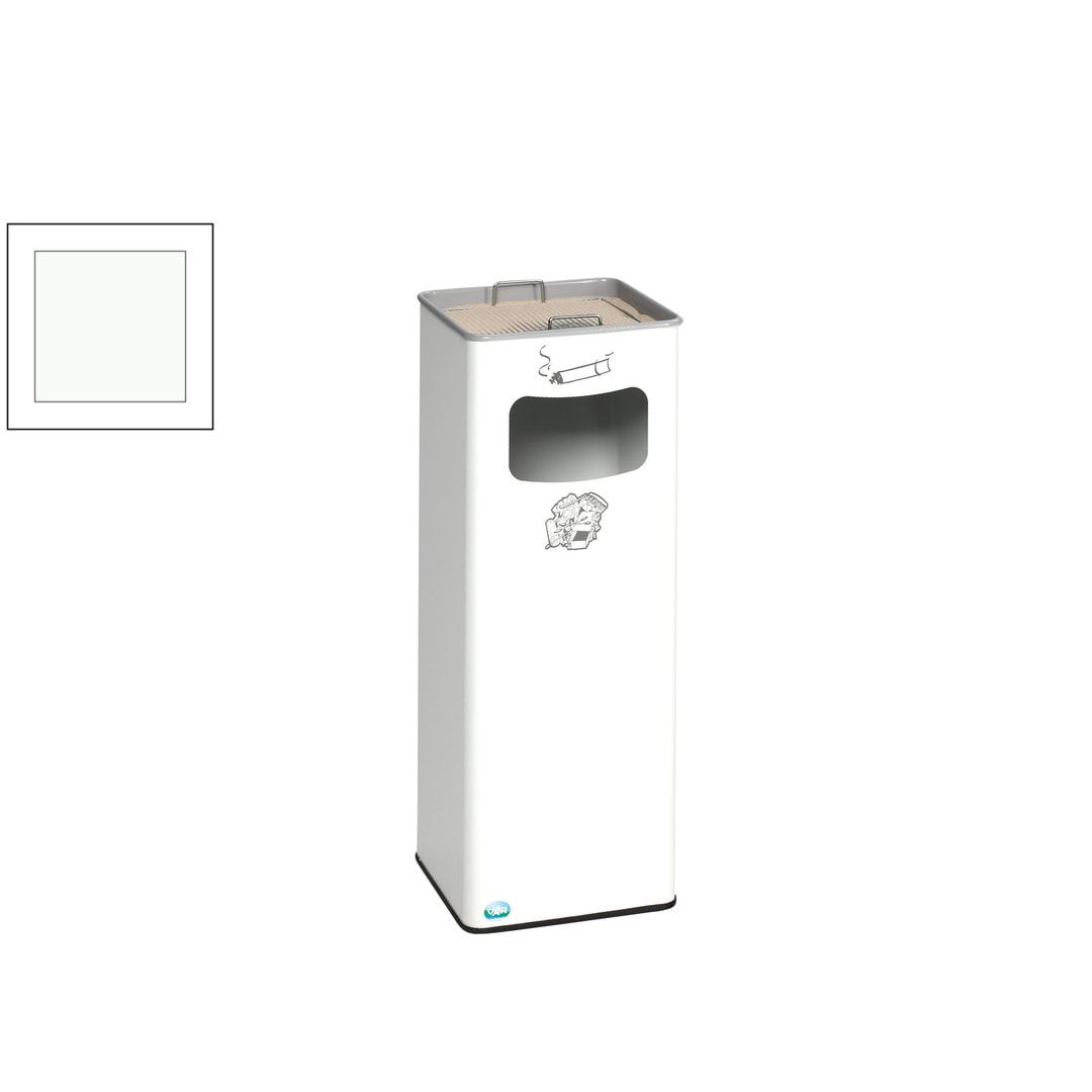 Abfallsammler mit Ascher - viereckig - Volumen 32 l - 665 x 260 x 260 mm (HxBxT) - Antik silber