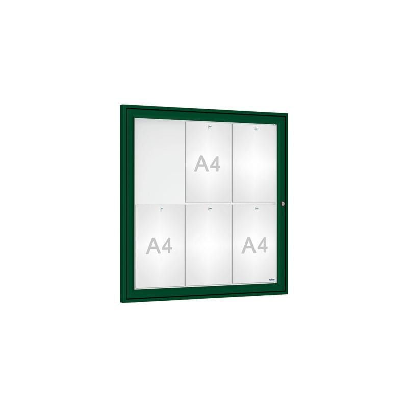 Schaukasten - Einflügeltür - 6xA4 - Querformat - 750 x 750 x 30 mm (HxBxT) - enzianblau - Infokasten - Präsentationsvitrine