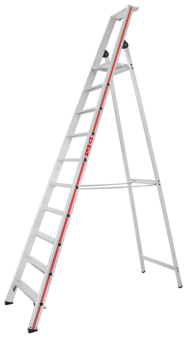 Einseitige Alu-Stufenstehleiter - Brücke aus Aluguss - Länge 1.700 mm - 4 Stufen - Standhöhe 930 mm