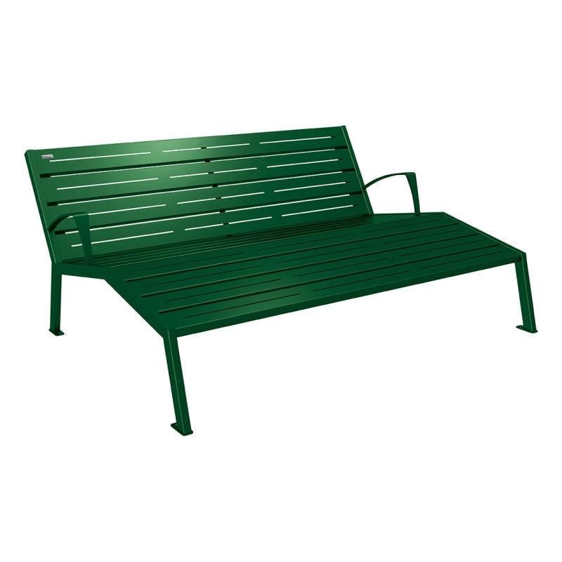 Liegestuhl aus Stahl - mit Armlehnen - 808 x 1.800 mm (HxB) - Farbe enzianblau - Parkbank - Gartenbank