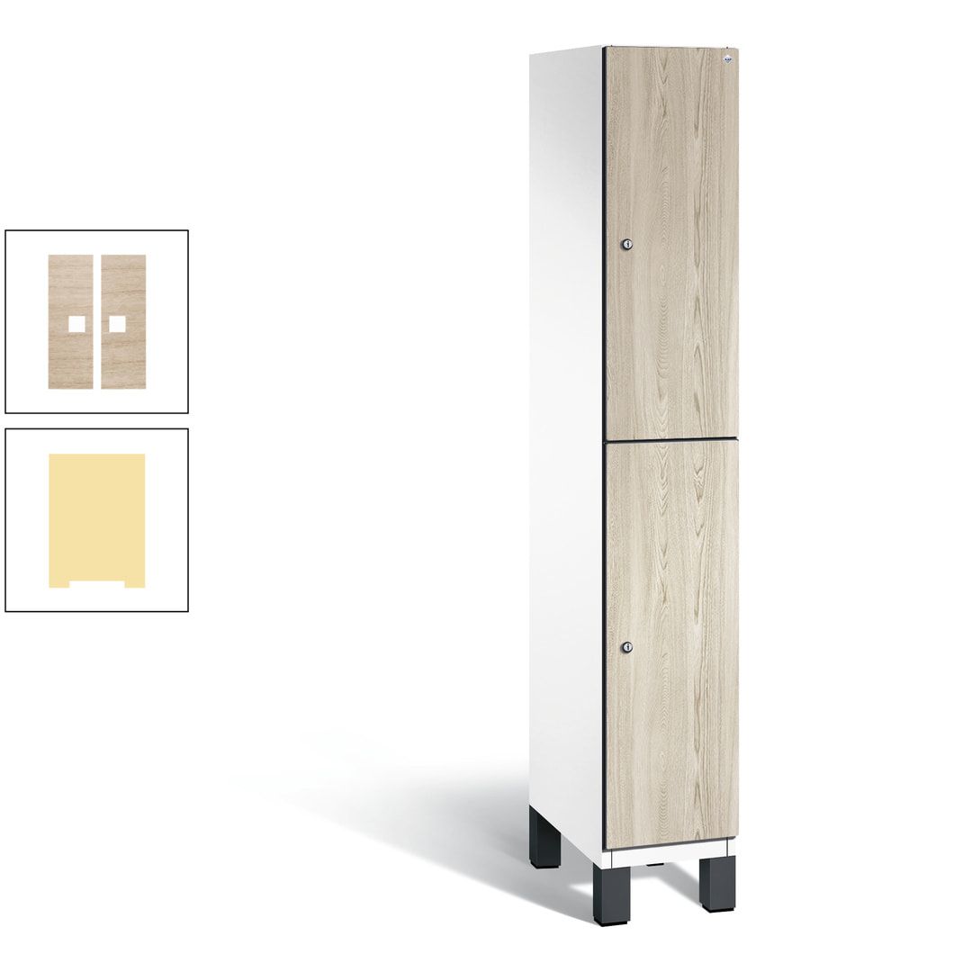 Fächerschrank, Garderobenschrank, mit Füßen, 1 Abteile, 1.980 x 300 x 525 mm (HxBxT), Korpus anthrazitgrau, Tür Donau-Ahorn