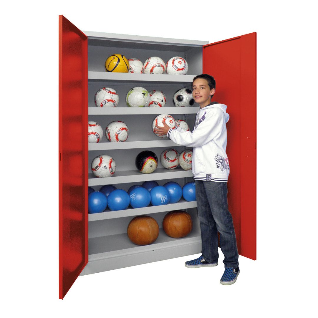 Ballschrank - Lochfeldtüren - 5 Böden - 1.950x1.200x500 mm (HxBxT) - anthrazitgrau