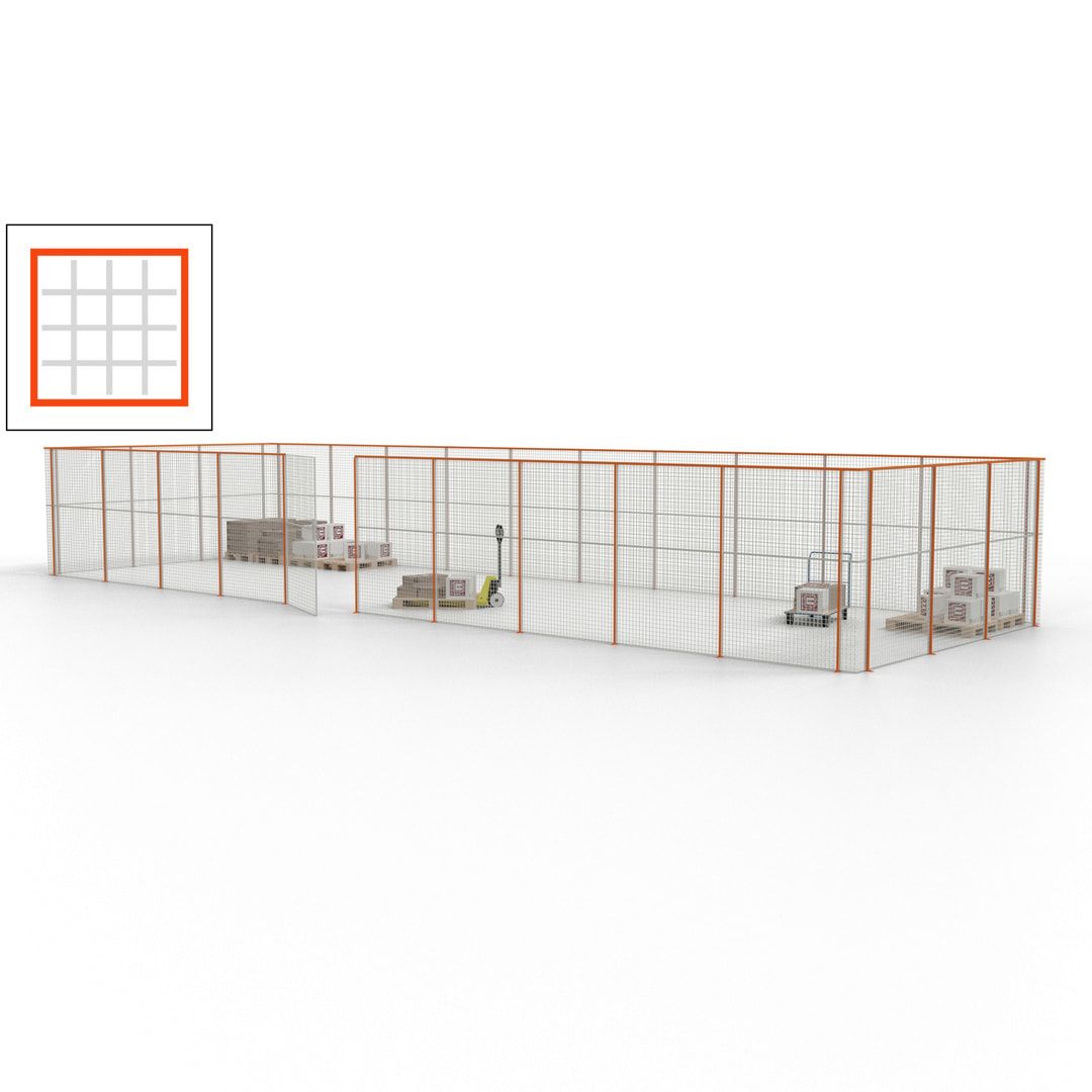Maschinen Schutzgitter - Hallentrennwand - Sicherheitszaun - Tür - 39 m - 2.200 x 15.400 x 4.900 mm (HxBxT) - enzianblau