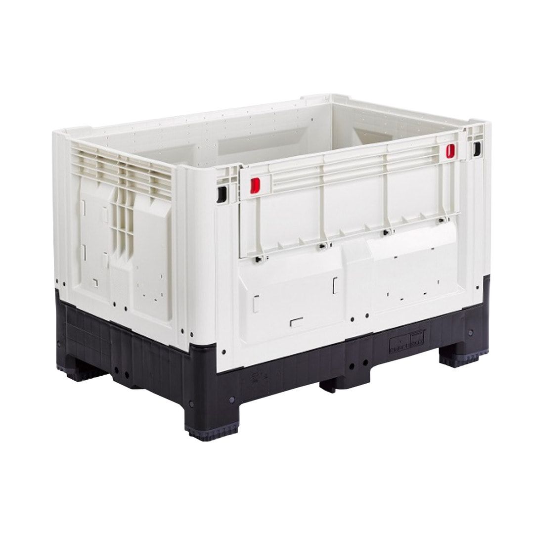 Palettenbox mit Füßen - Polyethylen - klappbar - Traglast 650 kg - 800 x 1.200 x 800 mm (HxBxT) - elfenbein/schwarz