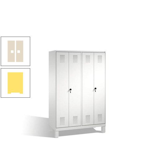 Doppel-Spind, Doppeltüren, Garderobenschrank mit Füßen, 4 Abteile a 300 mm, Korpus anthrazitgrau, Tür anthrazitgrau, 1.850 x 1.200 x 500 mm (HxBxT)