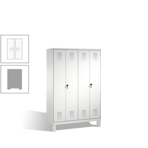 Doppel-Spind, Doppeltüren, Garderobenschrank mit Füßen, 4 Abteile a 300 mm, Korpus anthrazitgrau, Tür anthrazitgrau, 1.850 x 1.200 x 500 mm (HxBxT)