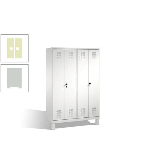 Doppel-Spind, Doppeltüren, Garderobenschrank mit Füßen, 4 Abteile a 300 mm, Korpus anthrazitgrau, Tür anthrazitgrau, 1.850 x 1.200 x 500 mm (HxBxT)