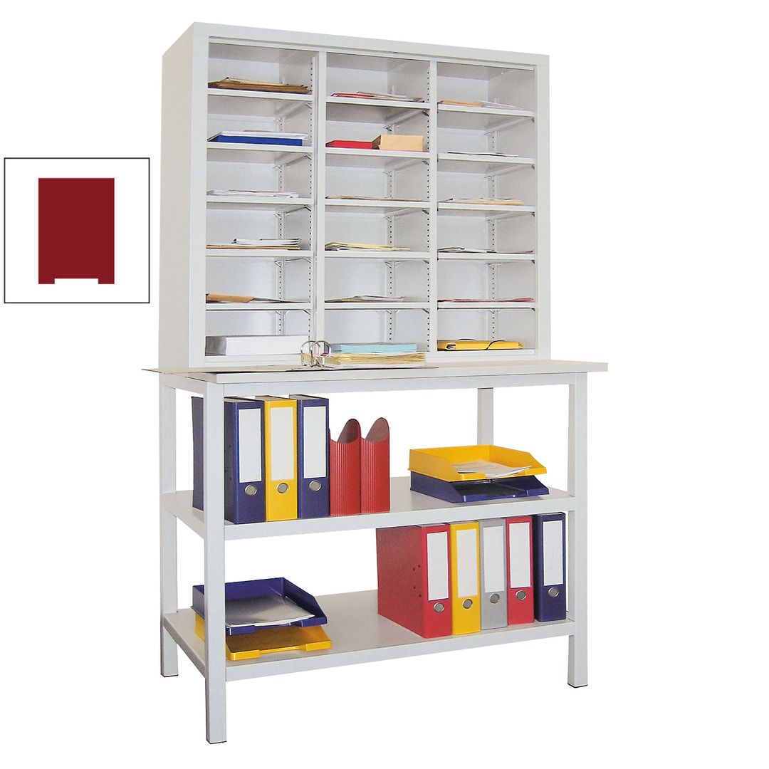 Sortierstation mit Tisch - Dokumentenregal - Ordnungsregal - Fächerregal - 18 Fächer - Postverteiler - 1.950 x 1.000 x 600 mm (HxBxT) - anthrazitgrau
