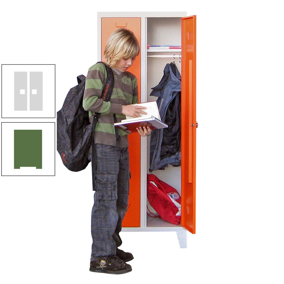 Spindschrank f. Schulen - mit Füßen - Höhe 1.600 mm - 3 Abteile a 300 mm - Drehriegel - anthrazitgrau