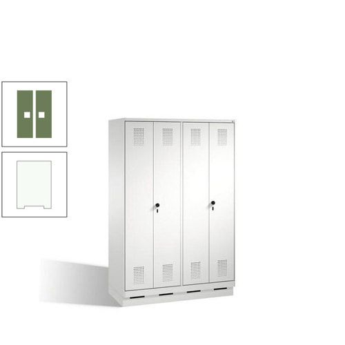 Doppel-Spind, Doppeltüren, Garderobenschrank mit Sockel, 4 Abteile a 300 mm, Korpus anthrazitgrau, Tür anthrazitgrau, 1.800 x 1.200 x 500 mm (HxBxT)